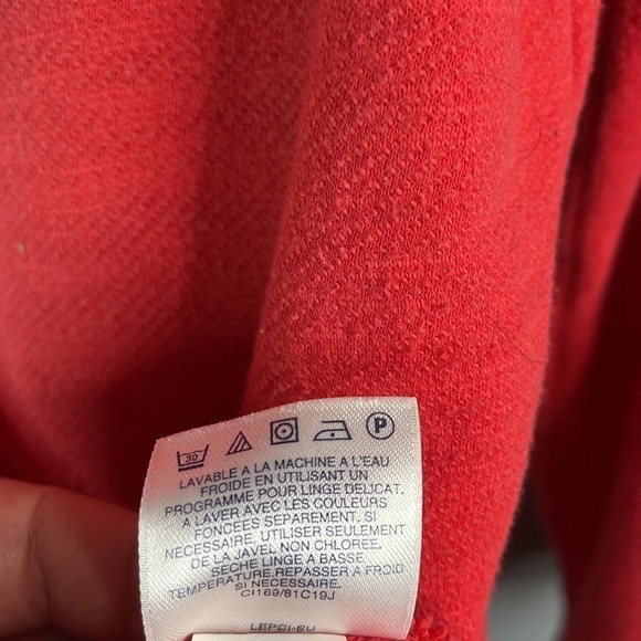 LANDS END Cowl Neck Top Coral Orange Textured Pullover Bright Coastal Size S - Picture 8 of 10